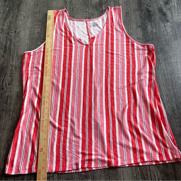 Lane Bryant Red & White Striped V-Neck Tank - Picture 3 of 5